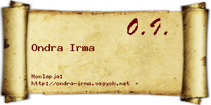 Ondra Irma névjegykártya